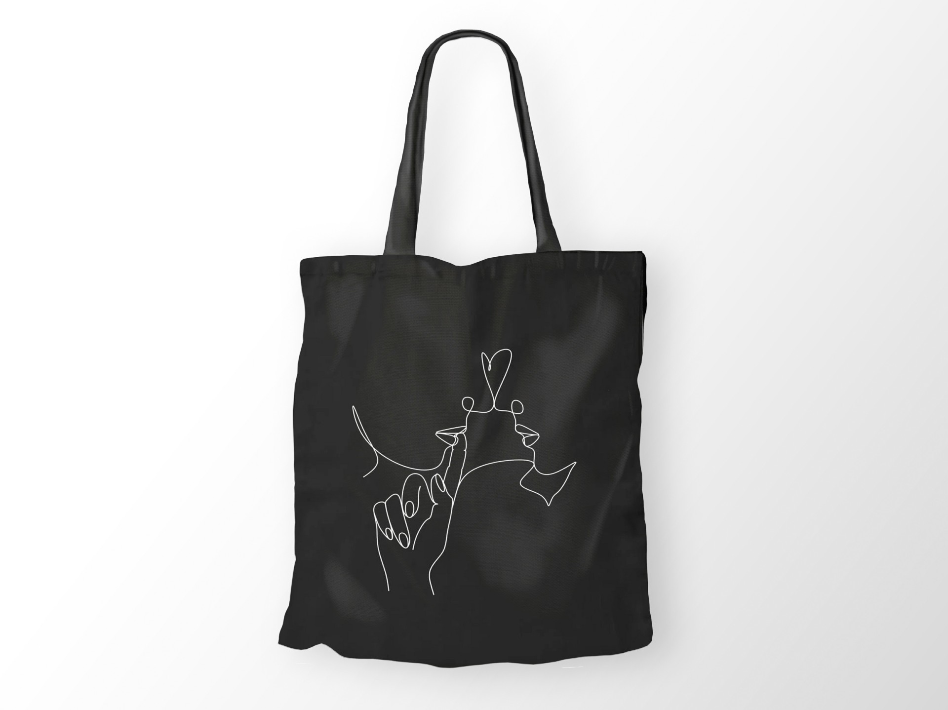 Πάνινη τσάντα για βιβλία με σχέδιο πρόσωπα ζευγαριού